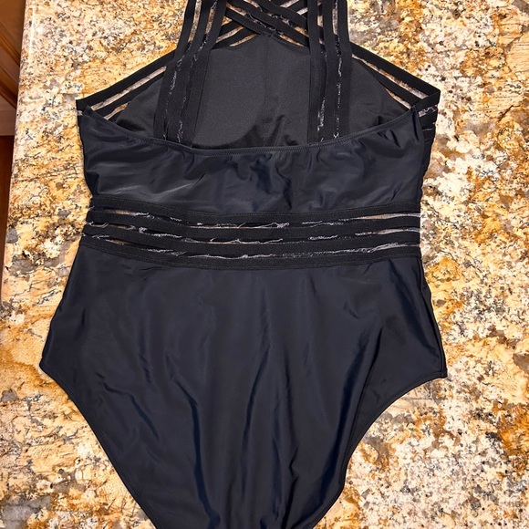 Amazon Criss Cross Sheer Black One Piece Swimsuit size XXL - Picture 5 of 5